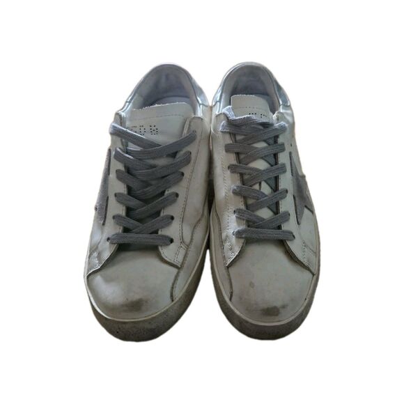 Golden Goose GGDB Womens Sneakers Superstar Leather White Silver Black 5.5 EU 36 - Picture 2 of 10